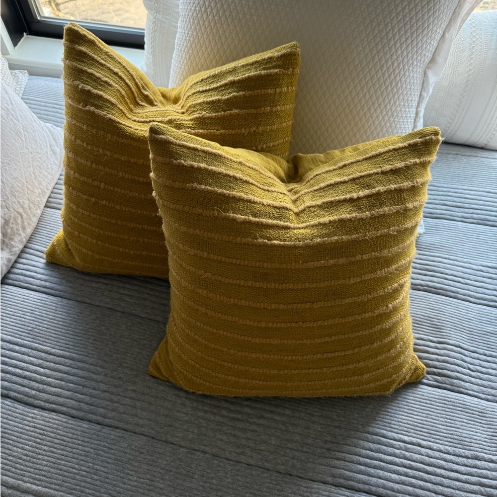 West Elm Soft Corded Pillow Cover, 20"x20", Dark Horseradish, Set of 2